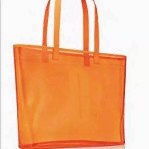 NEW Clinique Happy Orange Clear Plastic PVC Shopping Beach Large Tote Bag